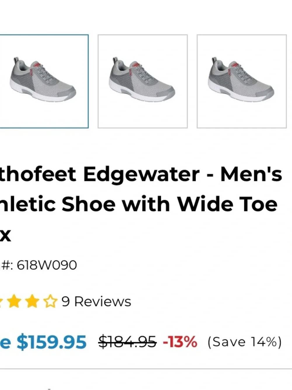 Orthofeet Edgewater 618 Mens 12 2E Wide Diabetic Stretch Knit Orthotic Shoes